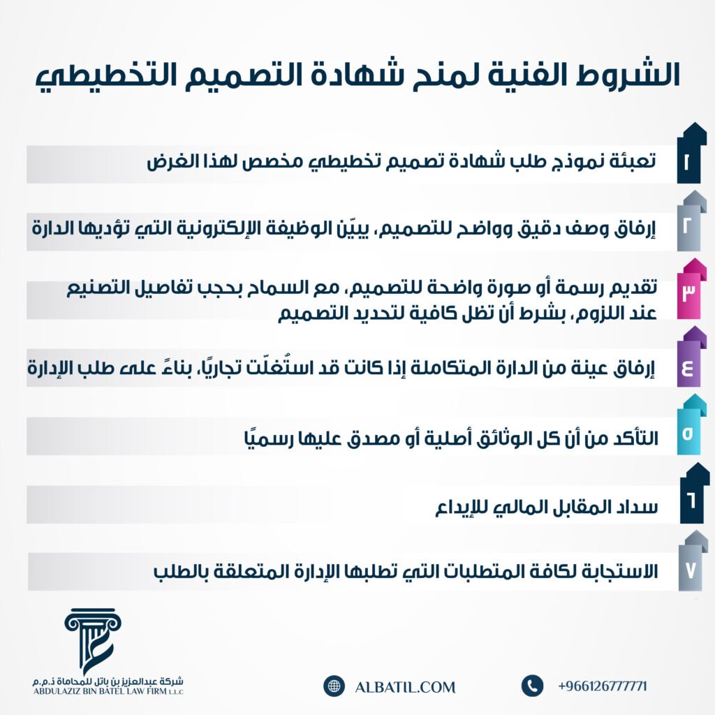 الشروط الفنية لمنح شهادة التصميم التخطيطي