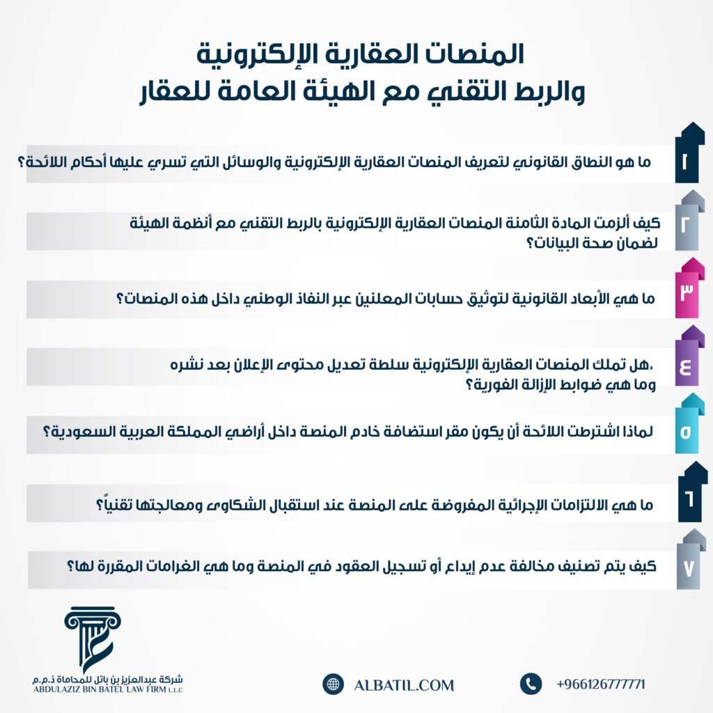 المنصات العقارية الإلكترونية والربط التقني مع الهيئة العامة للعقار