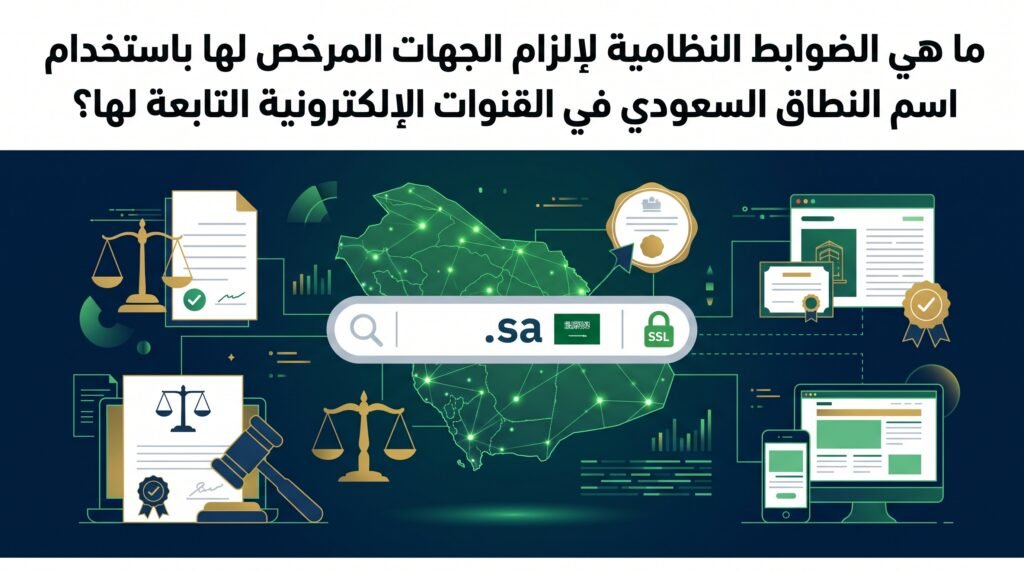 ما هي الضوابط النظامية لإلزام الجهات المرخص لها باستخدام اسم النطاق السعودي في القنوات الإلكترونية التابعة لها؟