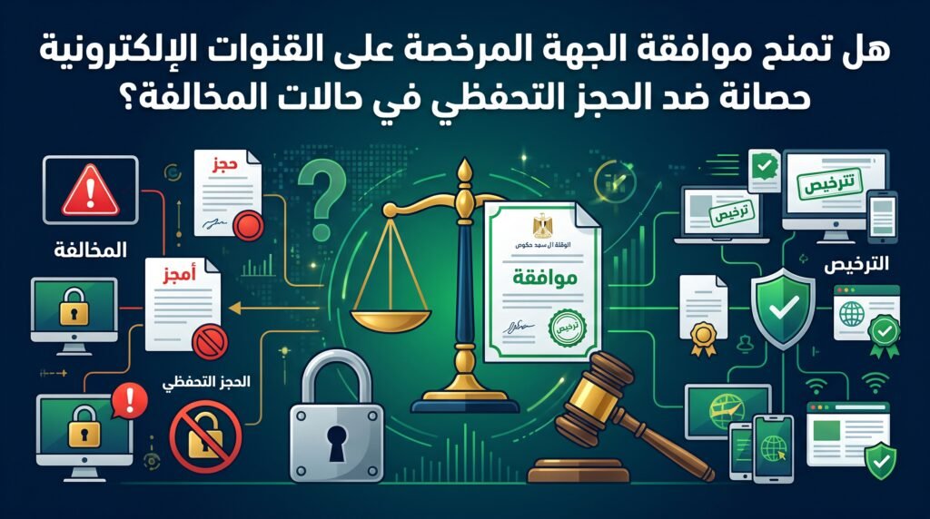 هل تمنح موافقة الجهة المرخصة على القنوات الإلكترونية حصانة ضد الحجز التحفظي في حالات المخالفة؟
